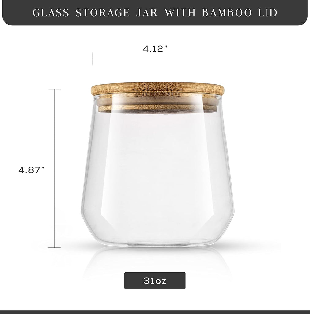 Cookie Jar. 1 Large Glass Jars With Bamboo Lids Set. Counter, Rice Jar, Candy Jar, Flour and Sugar Containers