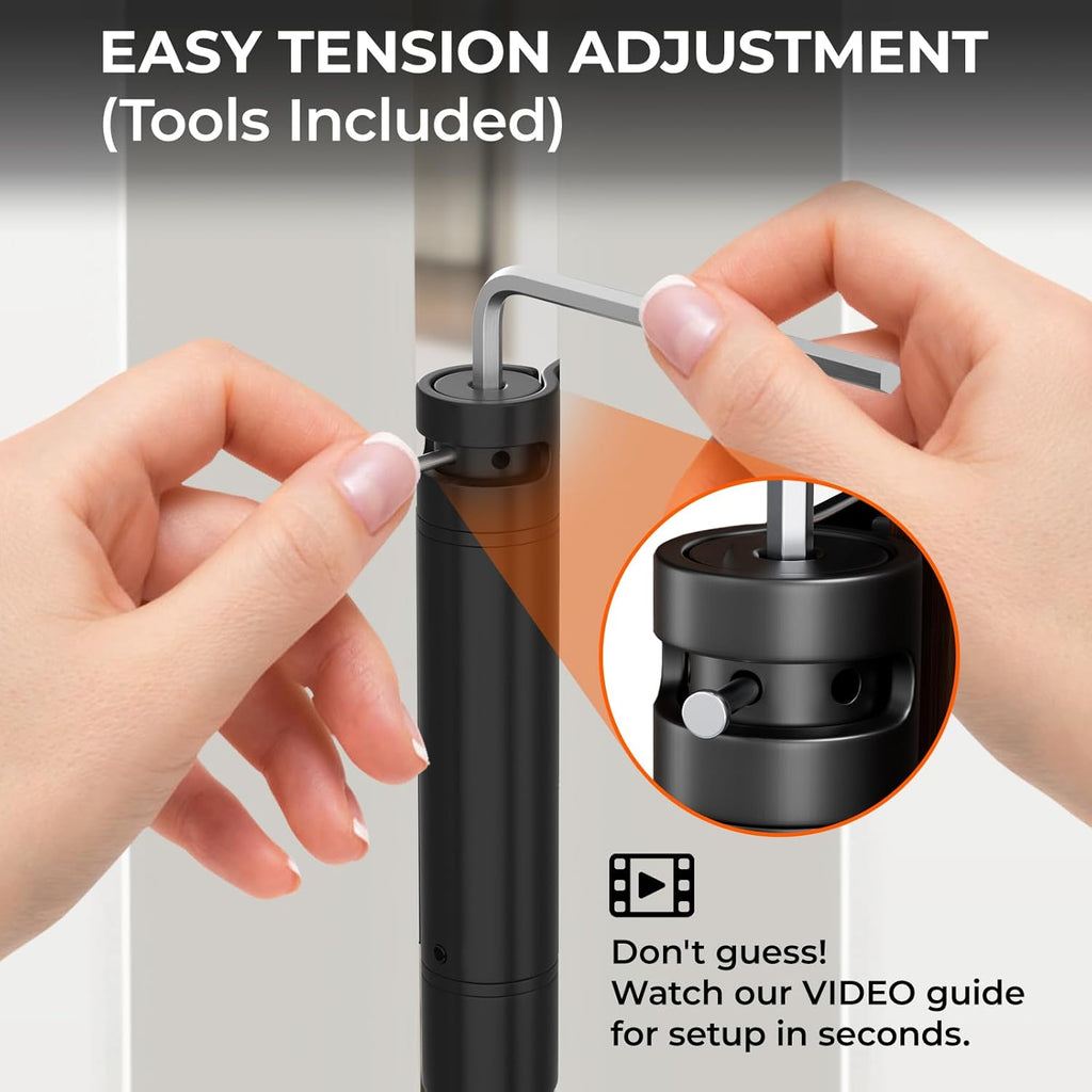 3 Pack Self Closing Door Hinges 4 Inch Black Spring Hinge with 5/8" Radius Corner Adjustable Tension for Residential
