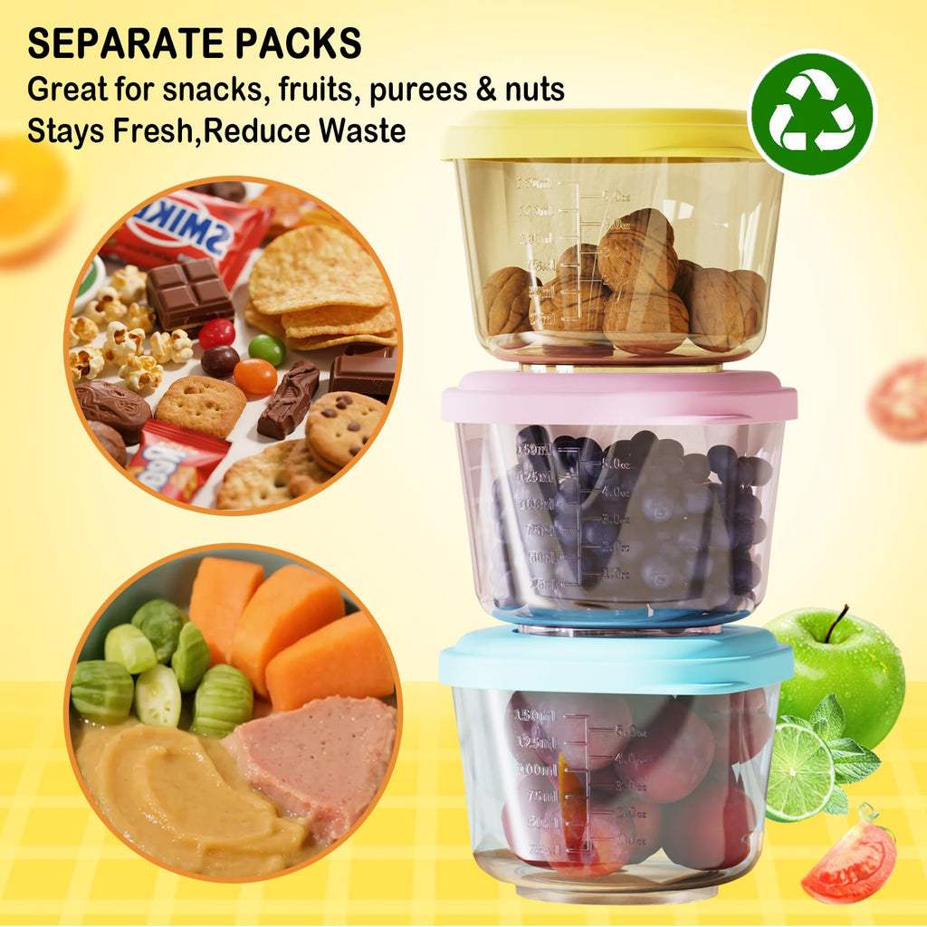 Baby Food Containers, 5 oz Storage Jars with Lids, 6 Pack, Freezer Safe