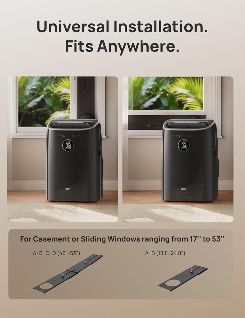 Portable Air Conditioner 516S, 14000 BTU ASHRAE (10000 BTU DOE) Smart AC Unitwith Drainage-free Cooling