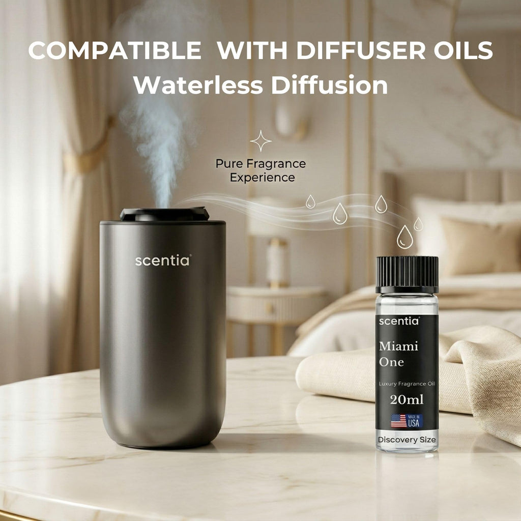 Waterless Essential Oil Portable Diffuser Starter Kit for Car & Home, Black, Oil Included