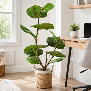 Faux Fiddle Leaf Fig Tree, 3 Ft Artificial Ficus Lyrata Plant 11 Fiddle Leaves, Fake Floor Plant in Pot Living Room
