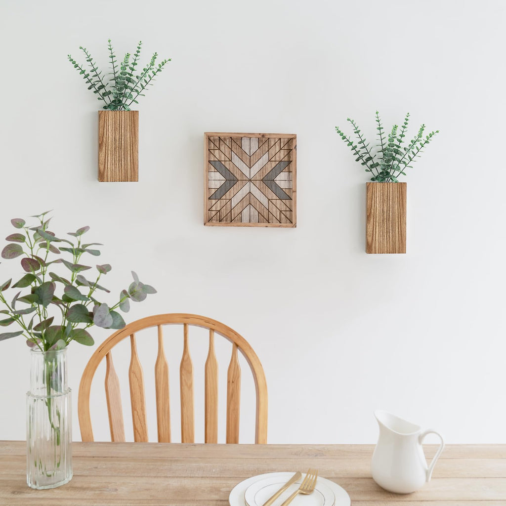 2 Pack Wall Planter Vase with Fake Eucalyptus Plants for Wall Decor
