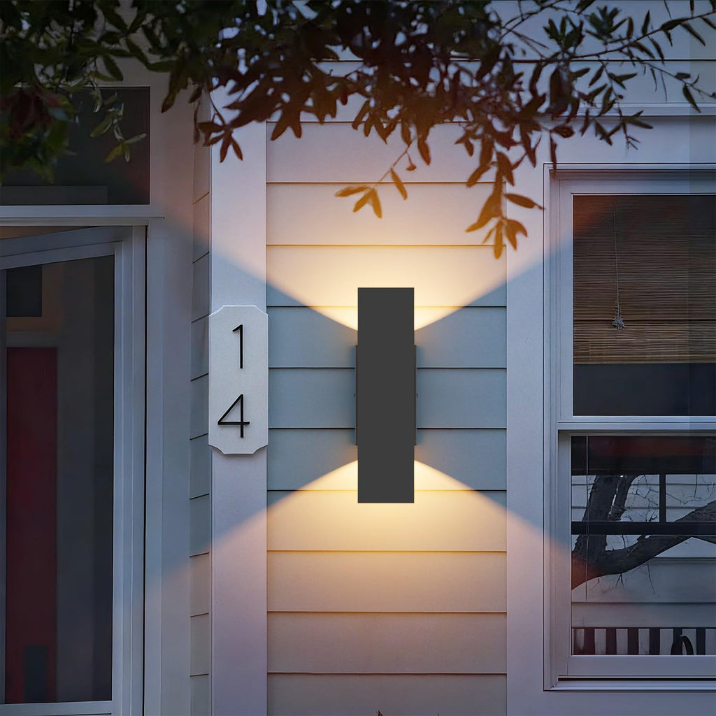 2 Pack Outdoor LED Up Down Wall Sconces, Black Modern Porch Lights