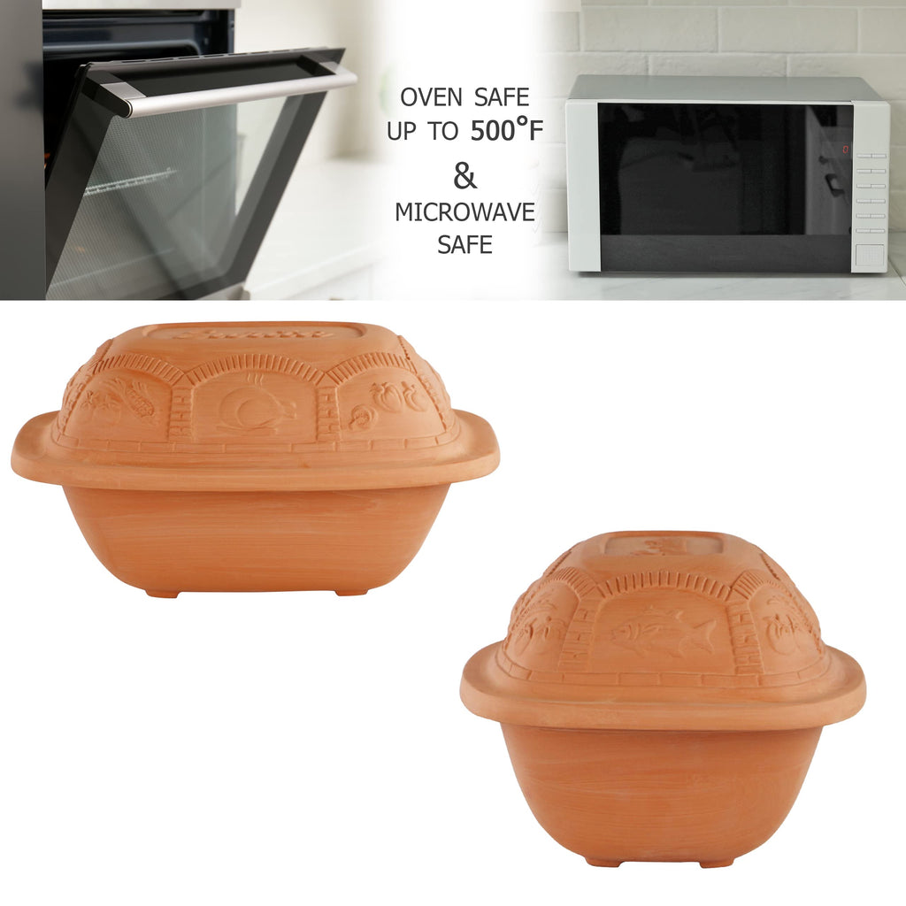 Eurita Clay Roaster, 3 Quart, Non-Stick Earthenware, Toxin-Free, Healthy Clay Pot Cooking, Versatile Cooking Dutch