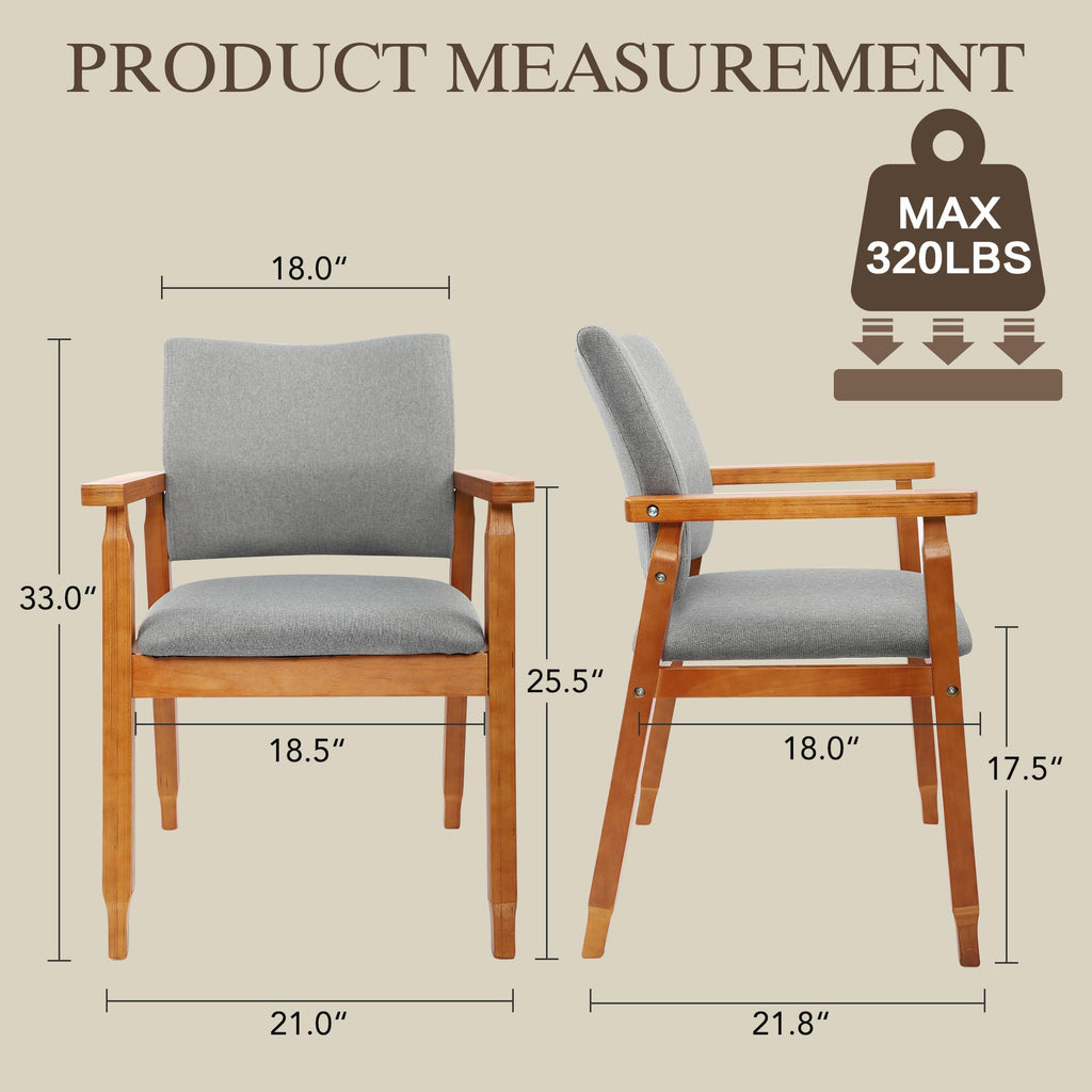 Mid-Century Modern Linen Dining Chair with Arms, Solid Wood Frame, 320 lbs Weight Capacity, Upholstered Accent Chair
