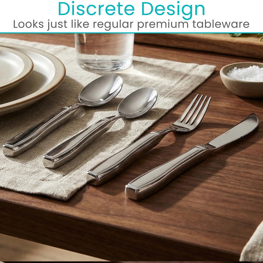 Weighted Utensils (4 Piece) - Parkinson Spoon and Fork Set Plus Knife