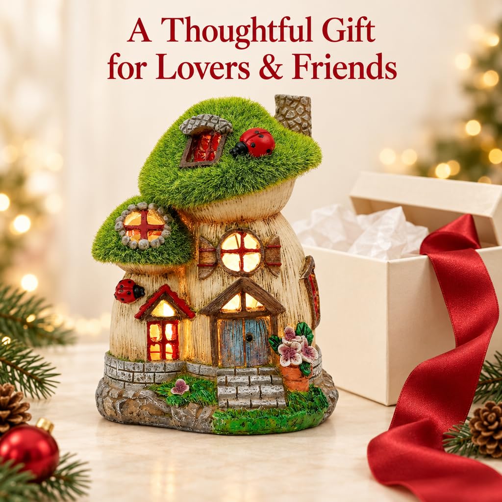 Fairy Garden House Decor Mushroom Statue Resin 6.6"