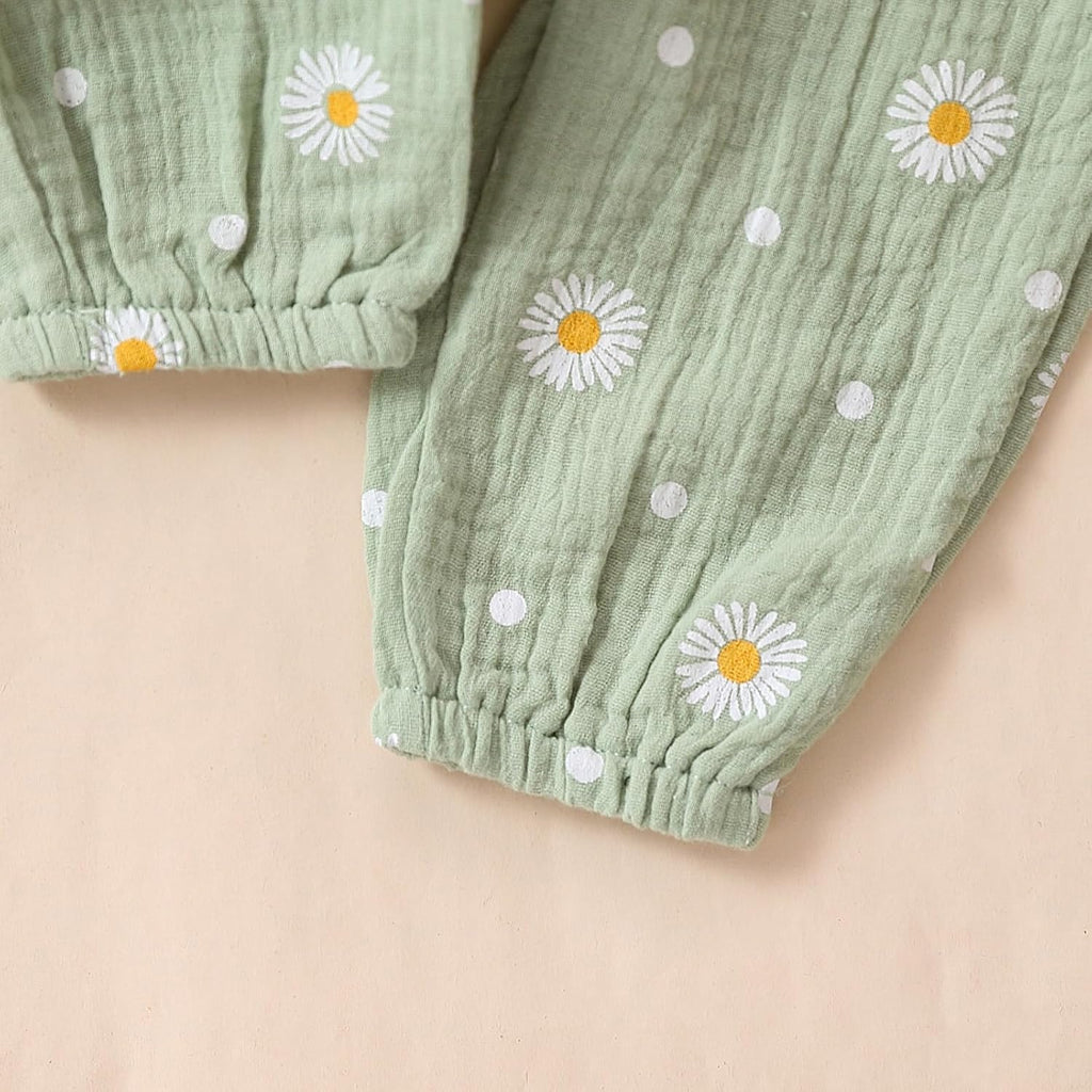 Newborn Infant Girl Clothes Rib Knit Romper Daisy Print Pants Headband Baby Clothes for Girls 0 3 6 12 18