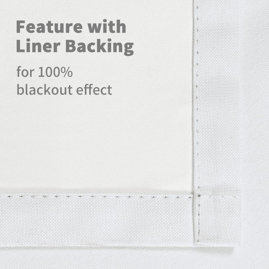 White Linen Blackout Curtains 63 Inch Length, Thermal Insulated Window Drapes Extra Wide with Grommet Full Room