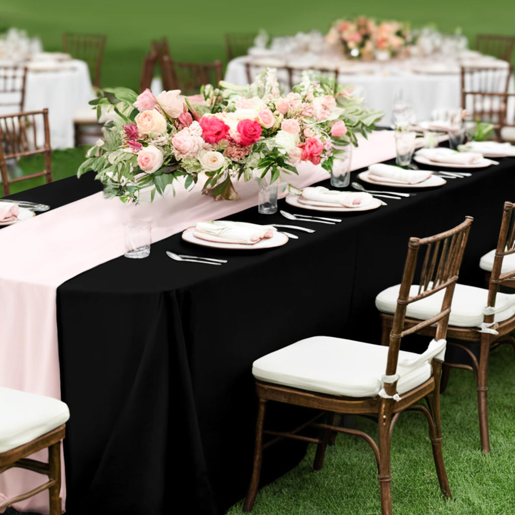 Black Oval Tablecloth 60x84 inch, Heavy Duty Polyester Fabric Table Cloth, Reusable Washable Solid Table Cover for