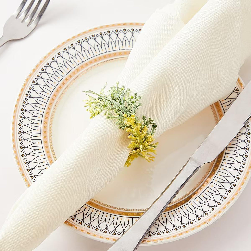 Spring Flower Napkin Rings - Easter Farmhouse Napkin Rings Holders for Cloth Napkins, Green Floral Napkin - Set of 8