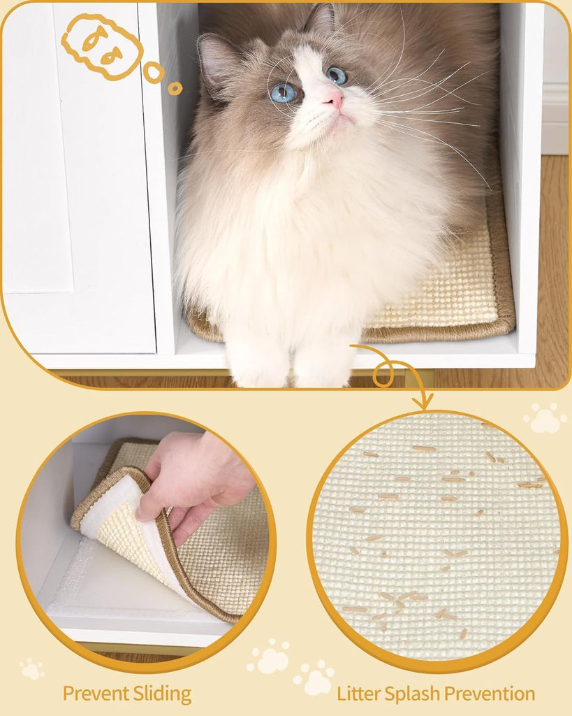 Cat Litter Box Enclosure, Hidden Litter Box Furniture with Storage