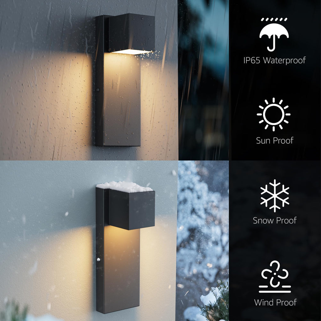 2 Pack 13" Modern Outdoor Led Wall Light, 16W 3000K 1200Lumen Porch & Patio Hardwired Wall Mount Wall Sconces, Exterior