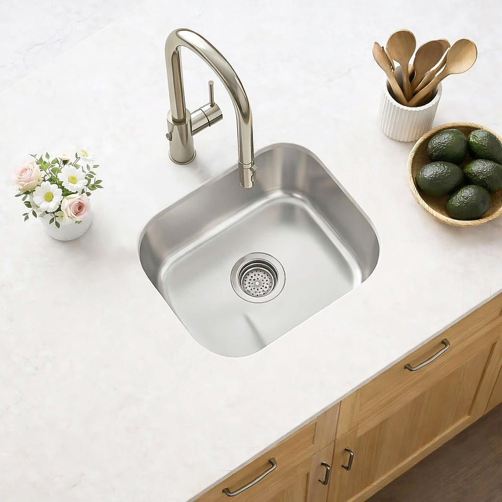 18x16 Inch Undermount Kitchen Sink - 18 Gauge Stainless Steel Single Bowl Prep Sink for Compact Kitchen Sink &