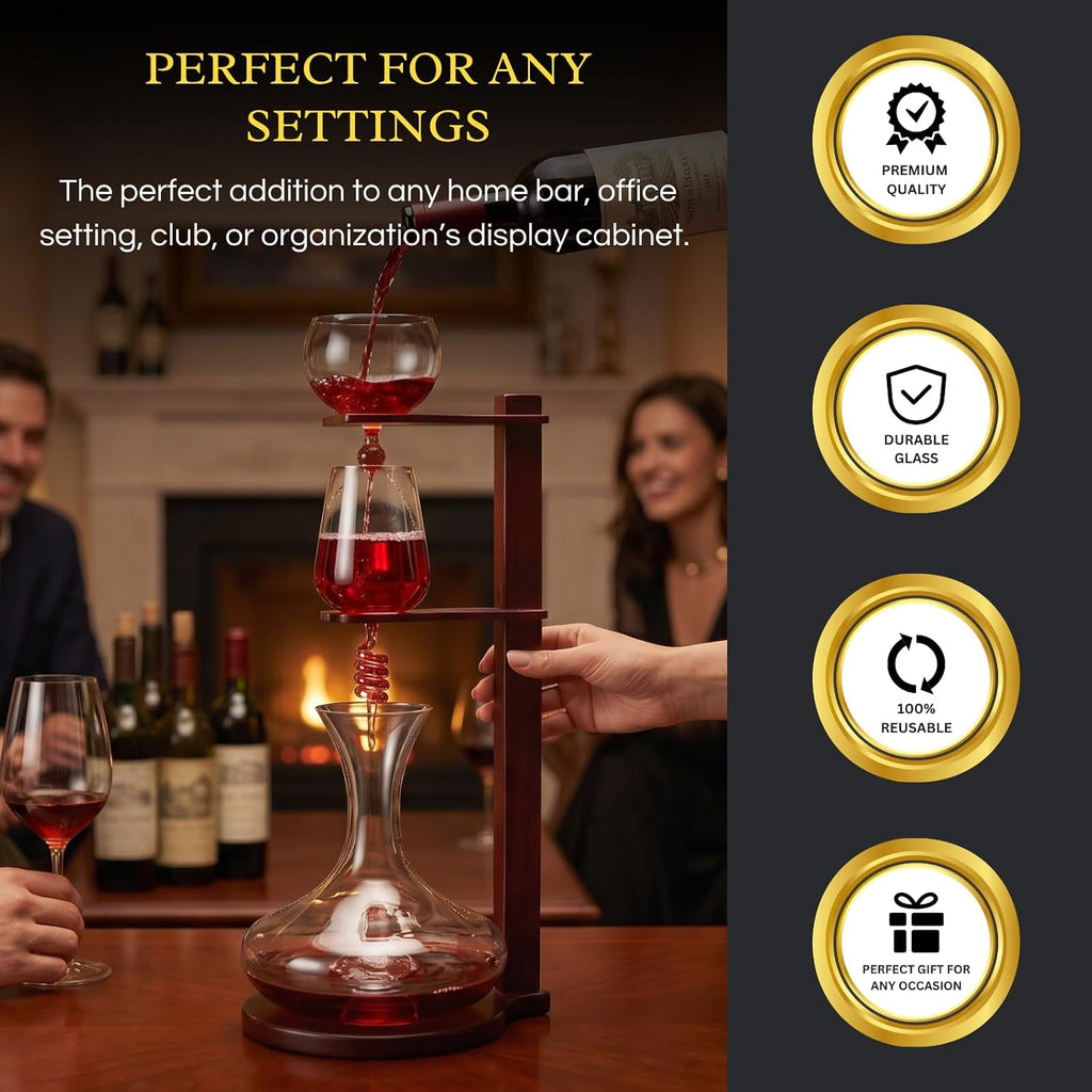 Wine Tower Decanting & Aerator Set by - Unique Wine Decanter - 3 Aerating Parts - Upper, Middle & Lower Aerators - Set of 3