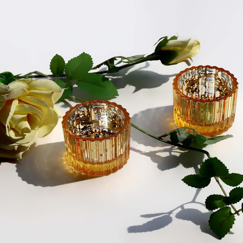 24pcs Mercury Gold Votive Candle Holders for Christmas Decorations