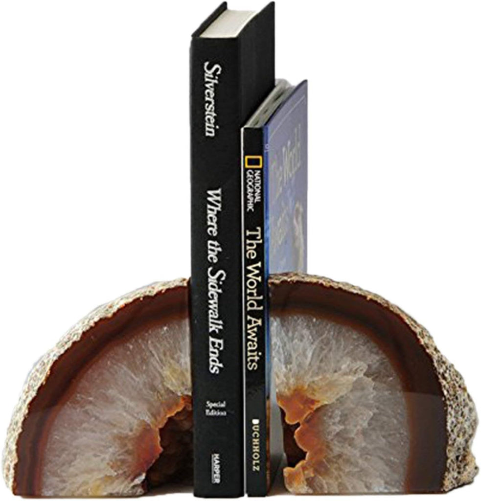 2 Pair Samll Natural Agate Book Ends 2-3 lbs with Rubber Bumpers