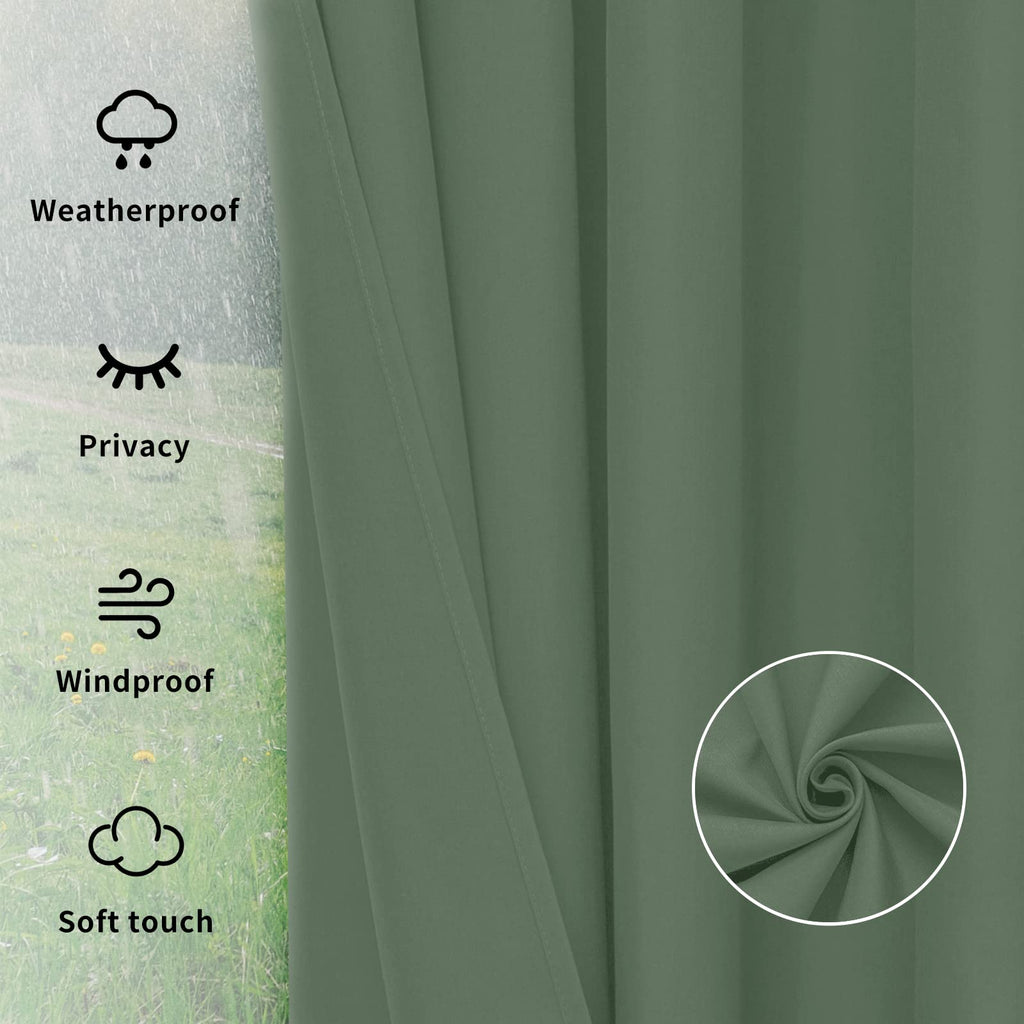 Outdoor Curtains 1 Panel, 150x84 inch, Sage Green