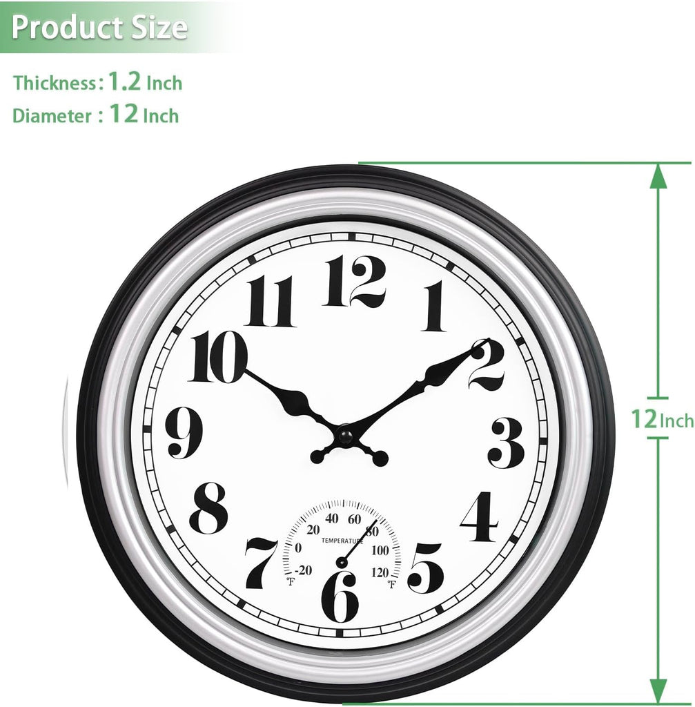 45MinST 12 Inches Retro Wall Clock, Silent Non Ticking Battery Operated Movement, Decor for Home/Wall Decor