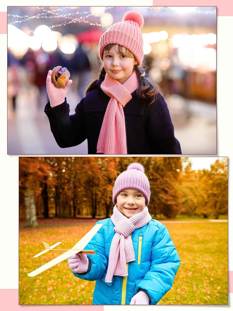 2 Sets Kids Winter Hat Gloves Scarf Set Girls Boys