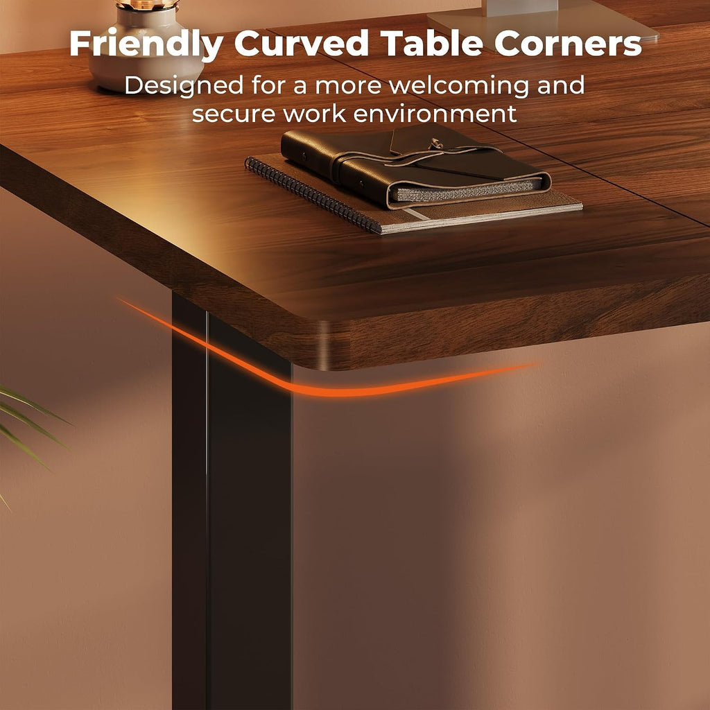 79''x31''Dual Motor Adjustable Large Standing Desk | Brown Extra Large Stand Up Electric Splice Board Desk with