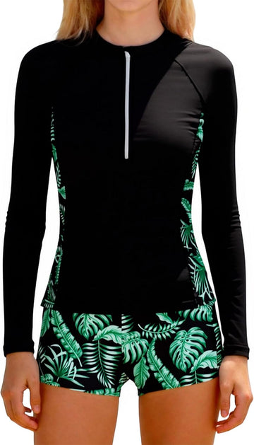 Girls Rash Guard Swimsuit Long Sleeve Padded Bathing Suits
