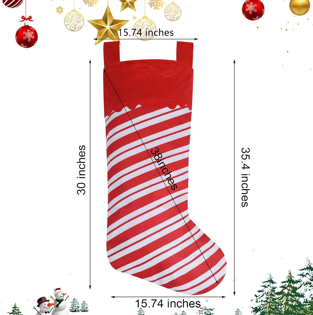 Jumbo Candy Cane Christmas Stockings 38 Inches Felt Xmas Stockings - Set of 2