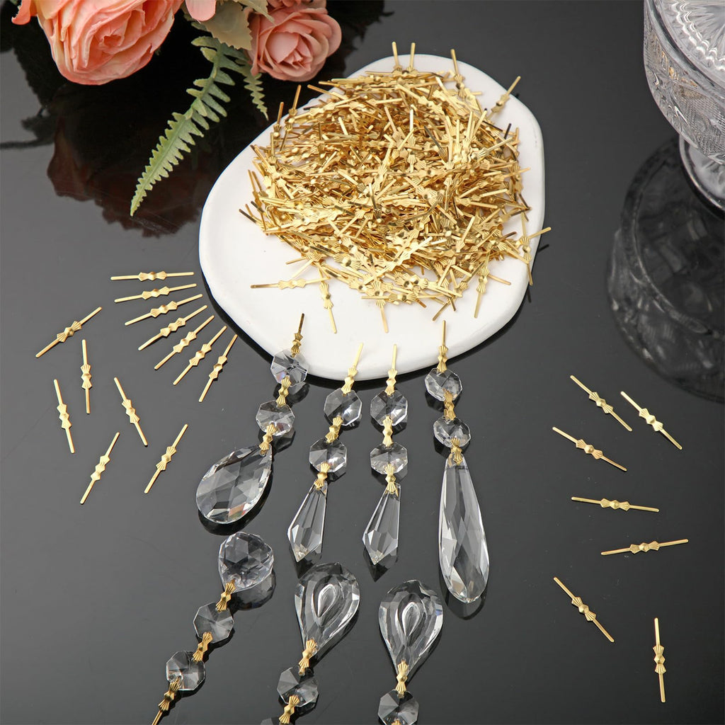 1000 Pcs Bow Tie Crystal Connectors for Chandelier, Gold