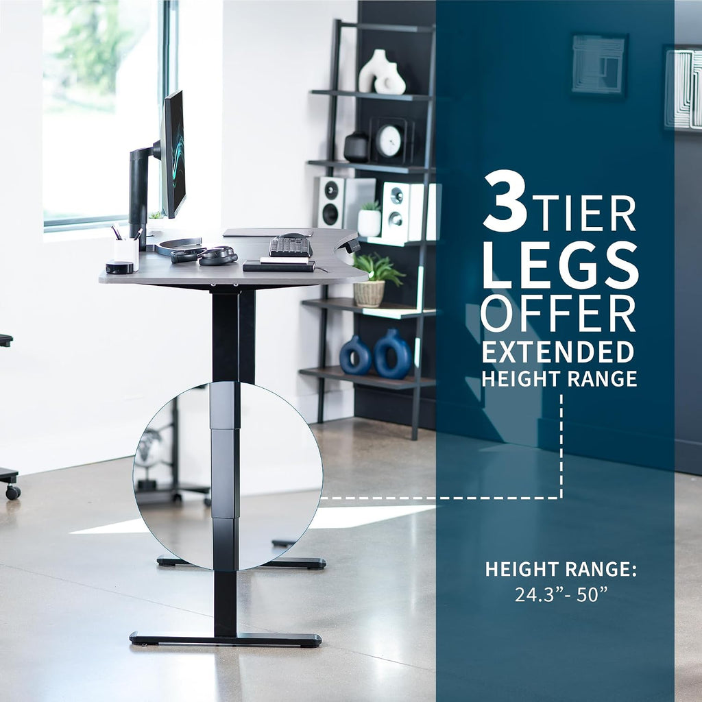 Dark Gray 63 x 32 in Standing Desk, DESK-KIT-2B1G | Electric, Dual Motor, Holds 220 lbs, Sit Stand, Height