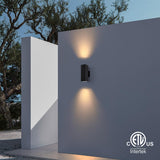Modern Outdoor Porch Light Patio Light in 2 Lights with Aluminum Rectangular Tube and Tempered Glass Cover Waterproof