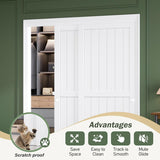 Sliding Closet Doors 64x80(Double 33inch),Bypass Barn Door with Hardware,for Bedroom,White,H Frame,A