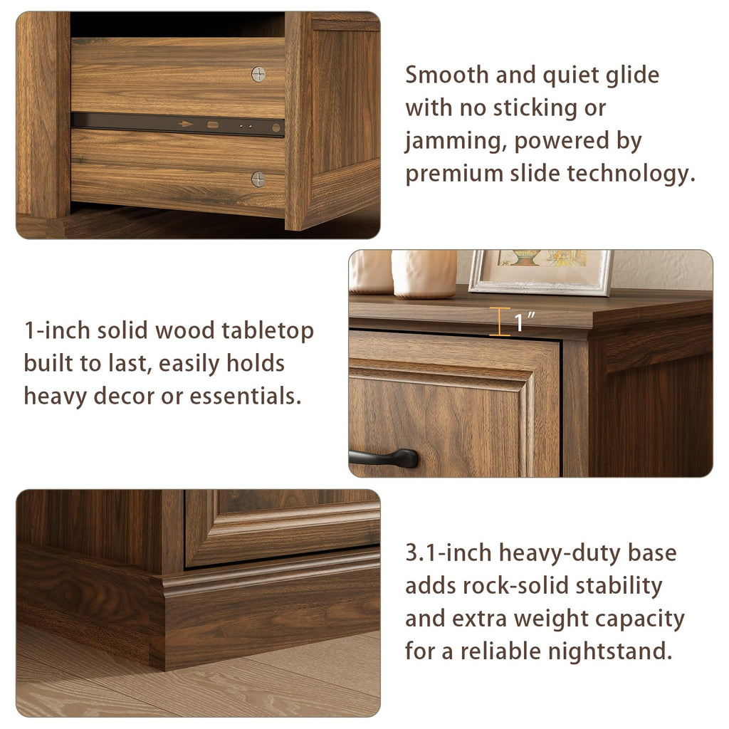 Farmhouse 7 Drawer Dresser, 55" Walnut Dresser with TV Stand
