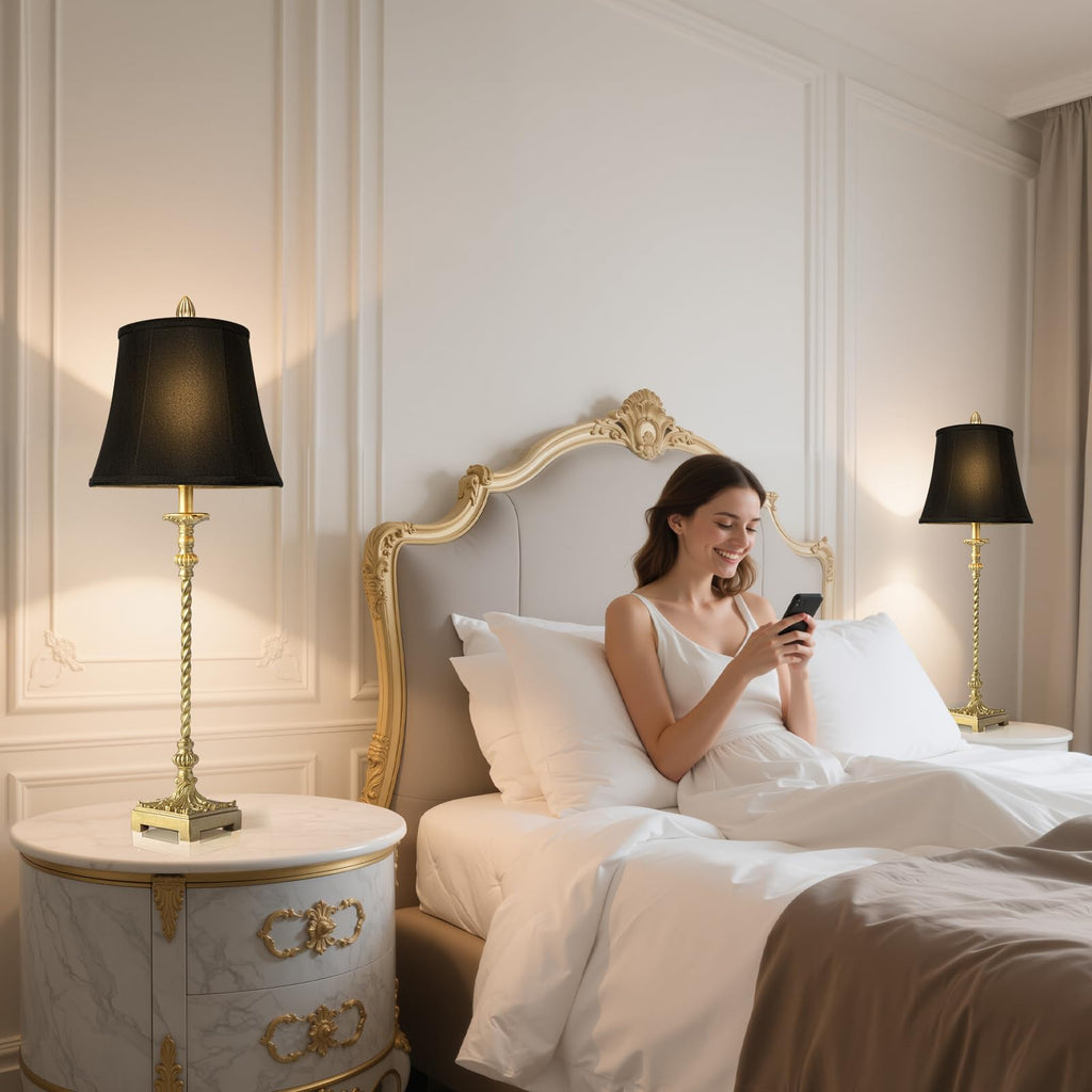 33'' Vintage Table Lamp Set of 2 Bedroom Dinning, Gold Leaf