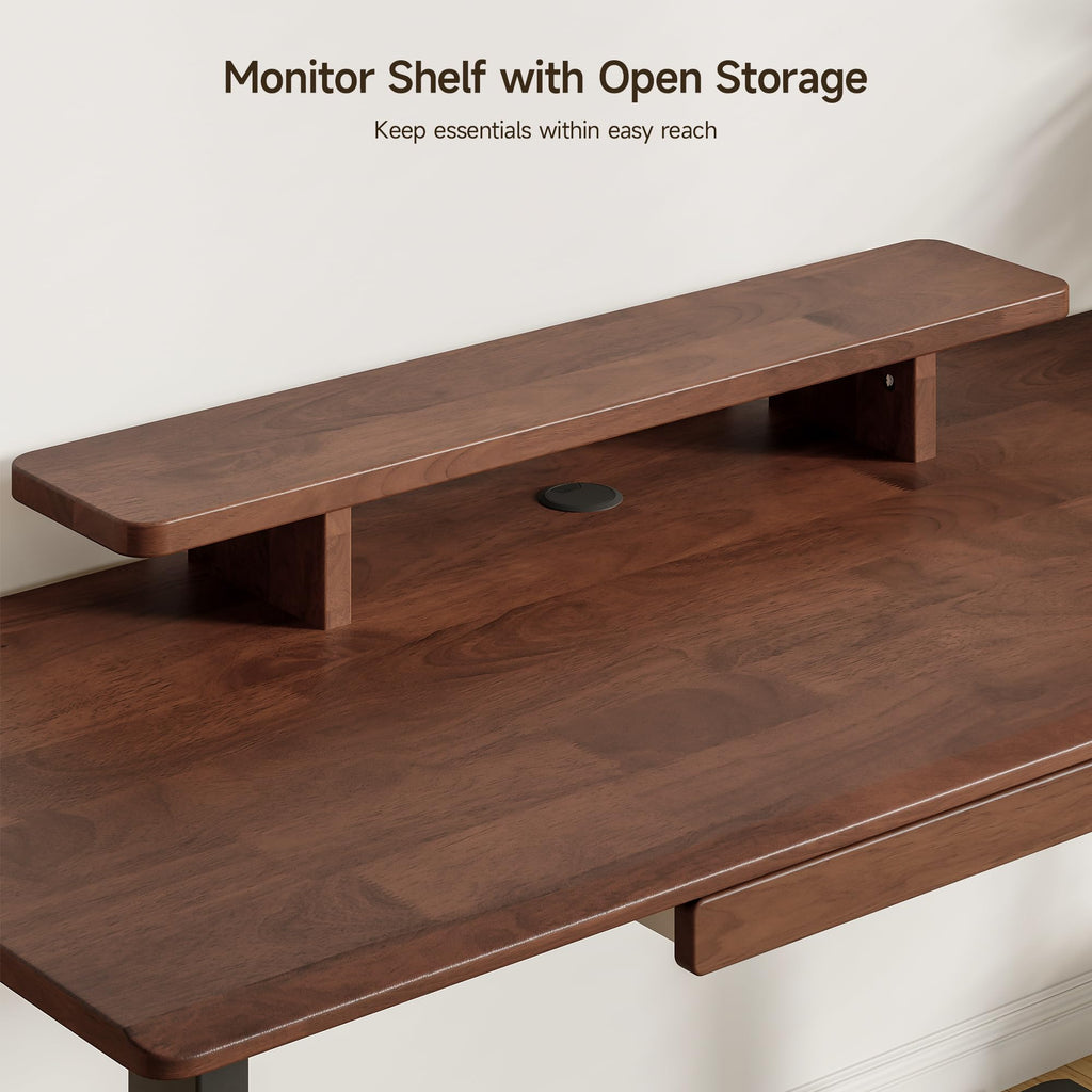 Standing Desk with Drawer, 47x23.6 Inches Solid Wood Stand Up Desk