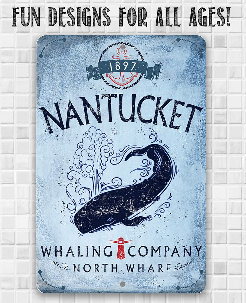 Beach Decor - Nantucket Whaling Company - Beach Sign Metal Sign - Wall Art Beach Signs for Indoor/Outdoor - Beach