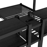Heavy Duty Triple Bunk Bed with Storage Drawers, Shelves, Triple Bed with Charging Station