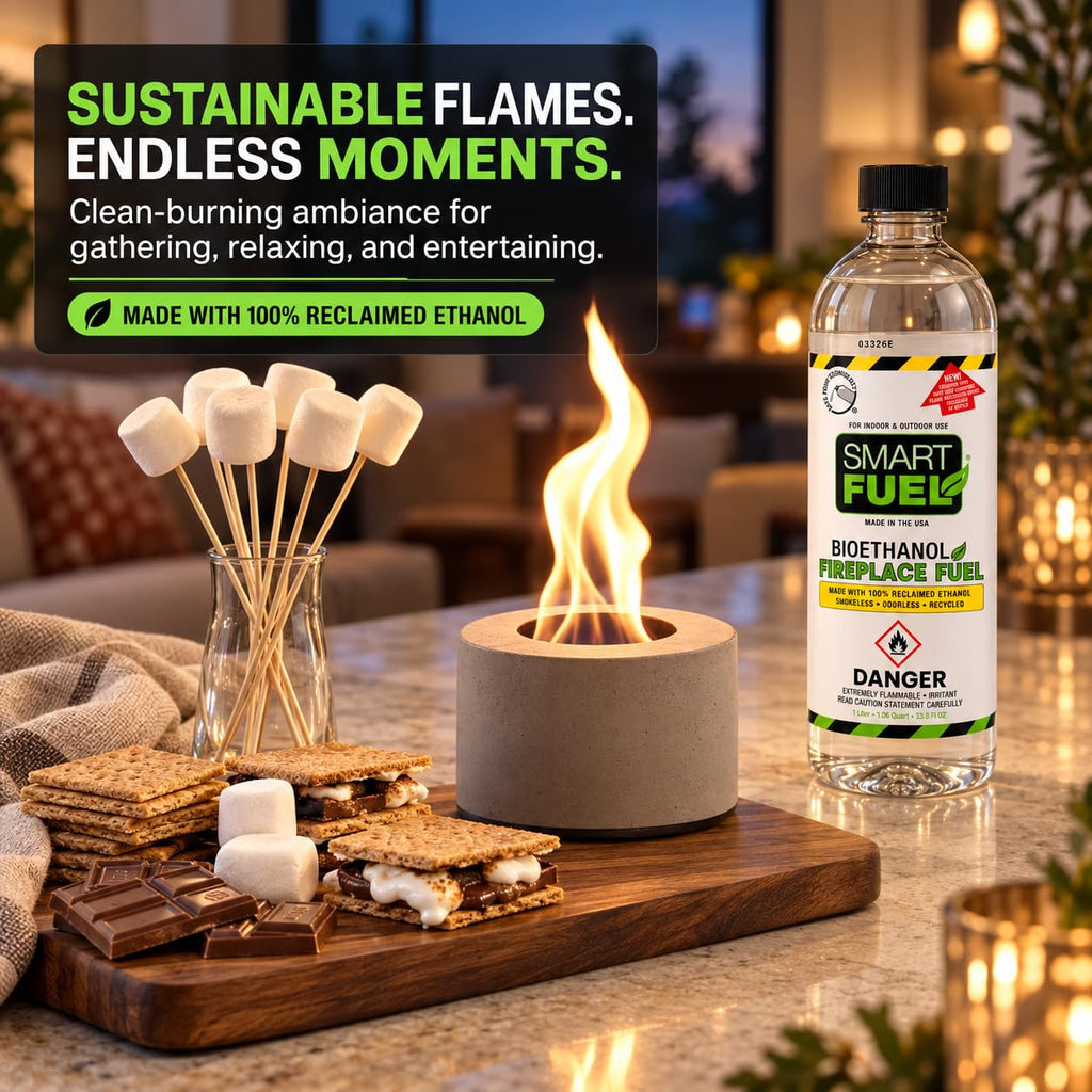 SmartFuel Bioethanol Fuel, Denatured Alcohol for Fire Pits, 1 L (Pack of 6)