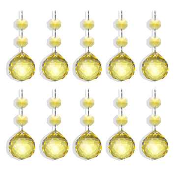 Pack of 10 Yellow Crystal Ball Prism 30mm Suncatcher Chandelier Prisms Part Decor Rainbow Maker