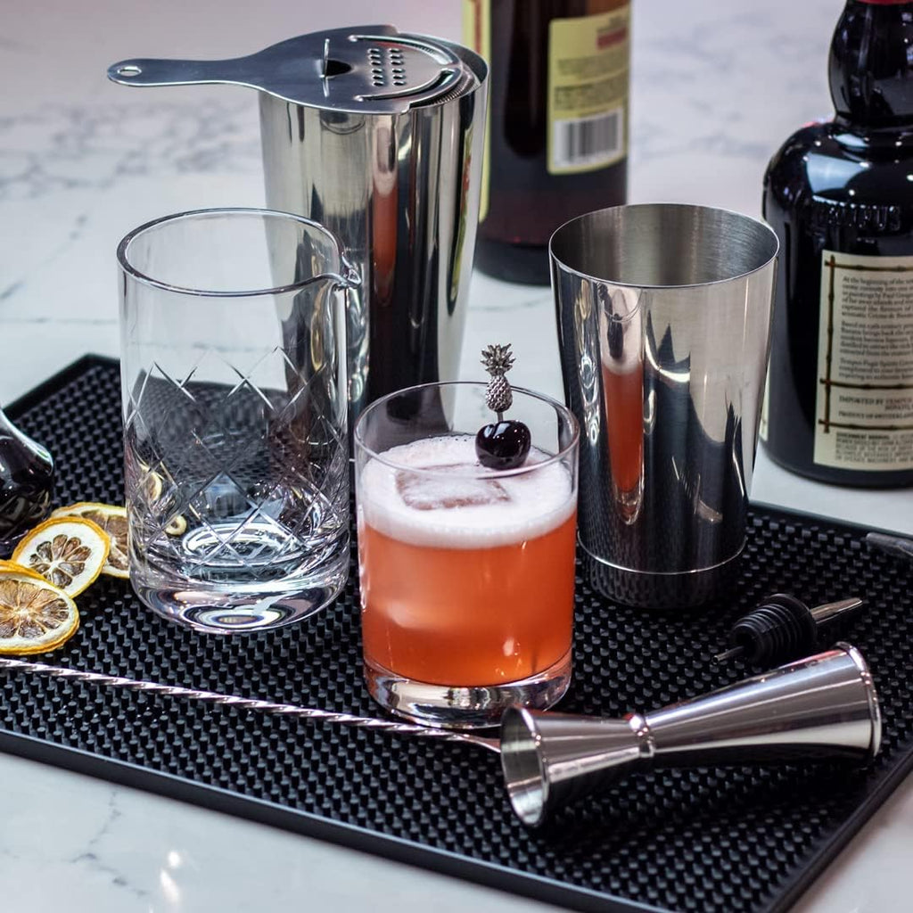 Professional Bartending Set for Shaken and Stirred Drinks: Boston Cocktail Shaker, Hawthorne Strainer, Japanese - Set of 6