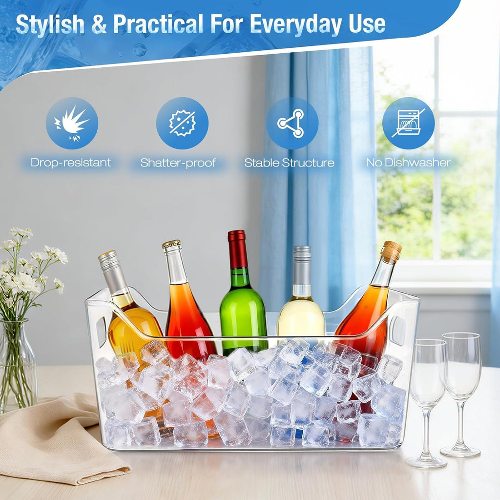 10L Clear Ice Bucket for Parties, Acrylic Beverage Tub with Scoops - Set of 2