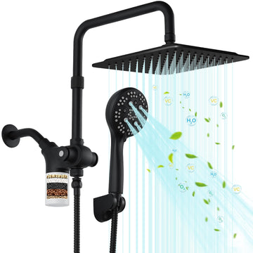 10 inch Filtered Shower Head, 7 Settings High Pressure Dual Shower Heads with Handheld Spray Combo, 3-Way Rain Shower