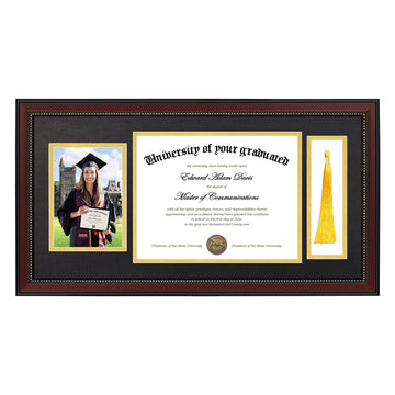 Diploma Frame with Tassel Holder, Wood Grain with Gold Beading
