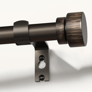 Modern Antique Brown Bronze Curtain Rods for Windows 66 to 120 Inches Adjustable Heavy Duty 1" Diameter Window Rod