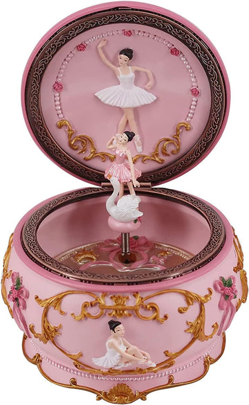 Classical Ballerina Music Box Collectible Mechanical Musical Box with Colorful Lights and Sankyo 18-Note Wind Up