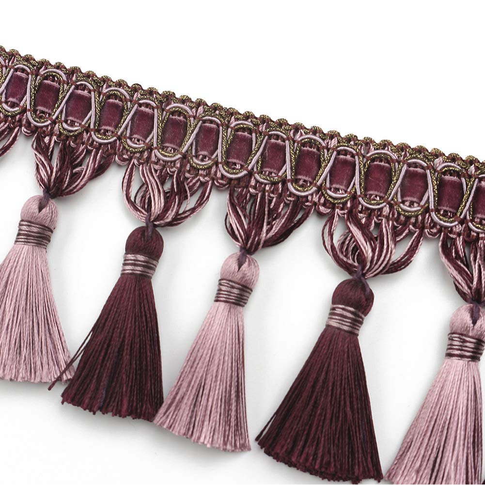 Handmade Tassel Fringe Trim Hand Knitting-Purple - 6.5 Yard