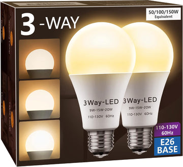 3 Way LED Light Bulbs 50 100 150W Equivalent A21 Soft White 3000K