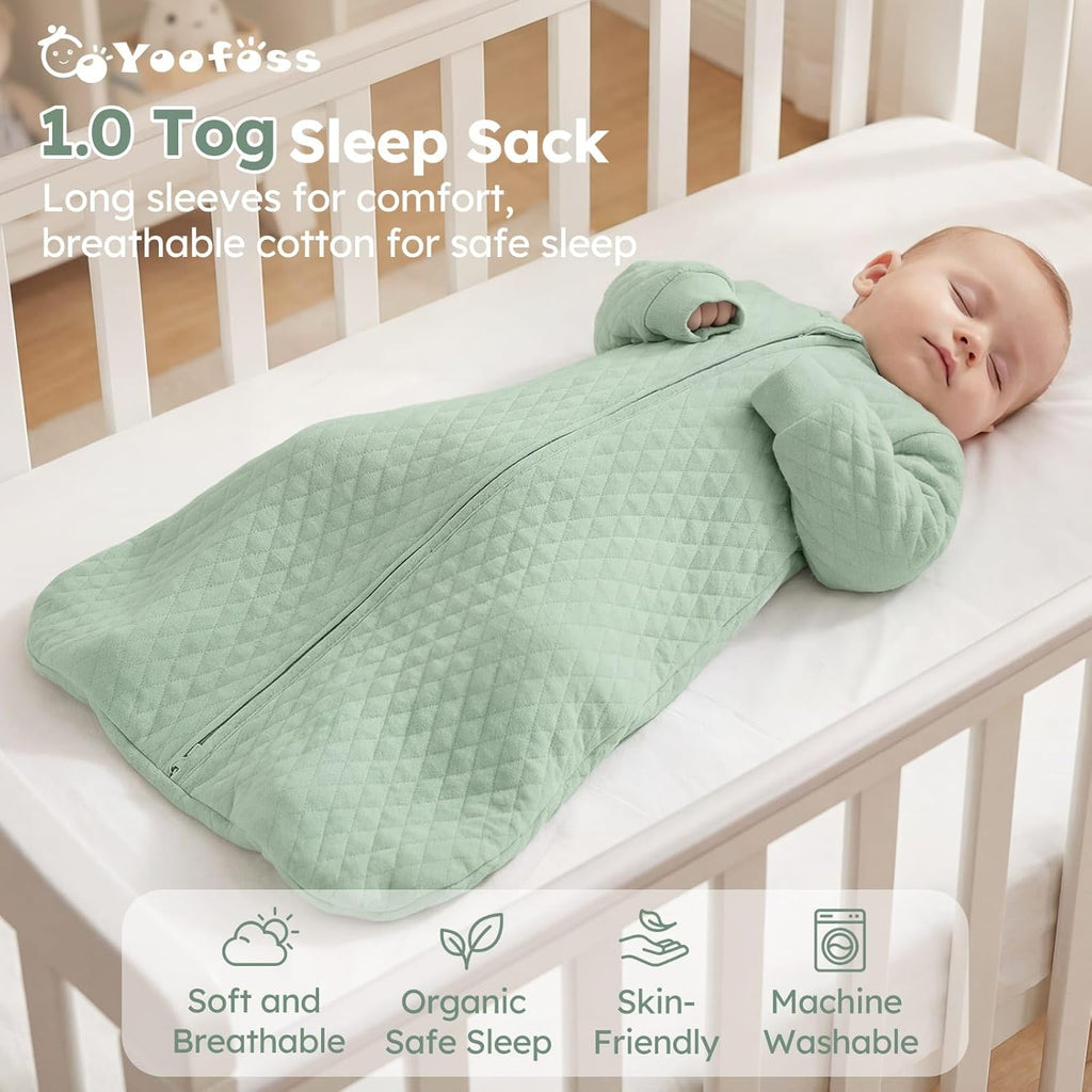 Long Sleeve Sleep Sack,1.0 TOG Baby Wearable Blanket