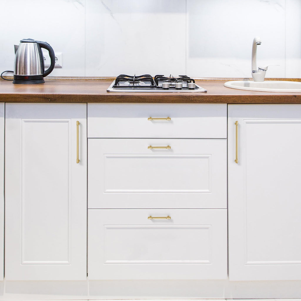 Brushed Gold Kitchen Pulls Cabinet Handles 3-1/2 Inch 20 Pack