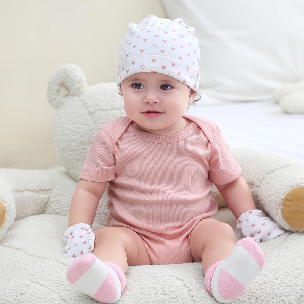 Baby Hats Mittens and Socks Set Cotton Beanie